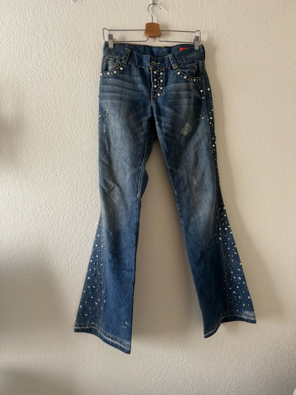 Tag Rhinestone Studded Vintage Flare Jeans Size 29